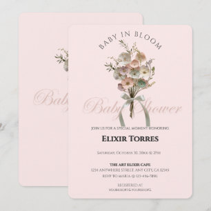 Gepresste Wildblumen-Baby-Blüten-Boho-Baby-Party Einladung