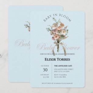 Gepresste Wildblumen-Baby-Blüten-Boho-Baby-Party Einladung