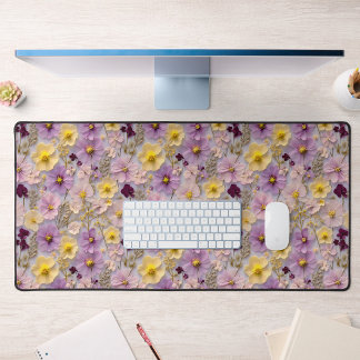 Gepresstes Blumenmuster Pastell-Wildblumendesign Schreibtischunterlage