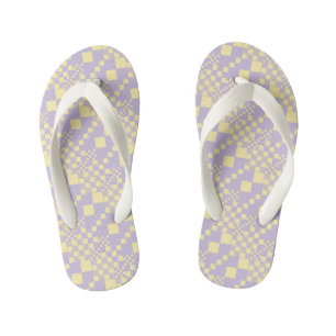 Geprüft, Karos - Gelb und Lila, pastellgelb Kinderbadesandalen