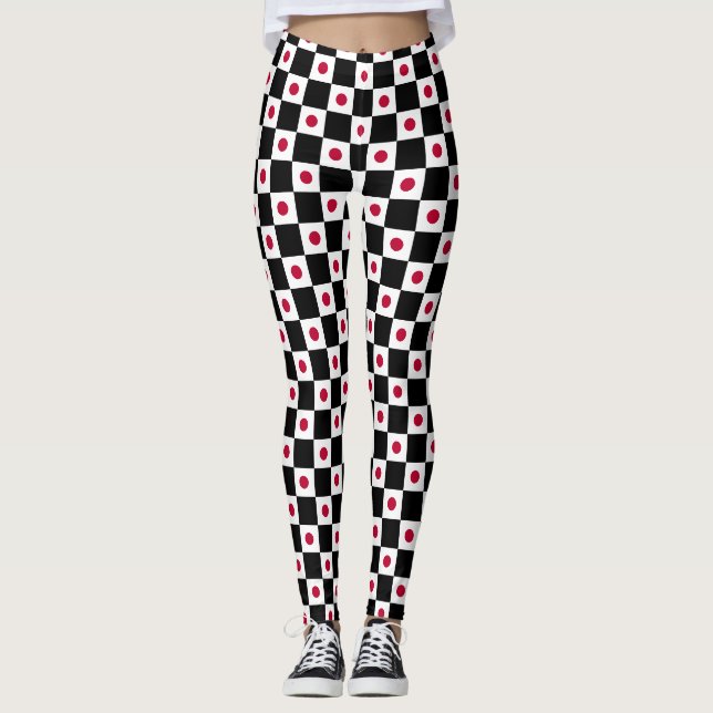 Geprüftes Muster für die japanische Flagge Leggings (Vorderseite)