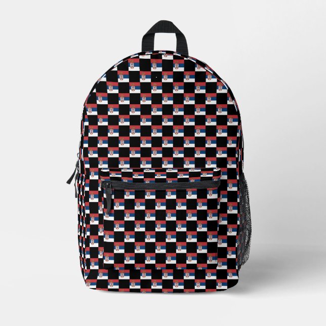 Geprüftes Muster für serbische Flaggen Bedruckter Rucksack (Vorderseite)