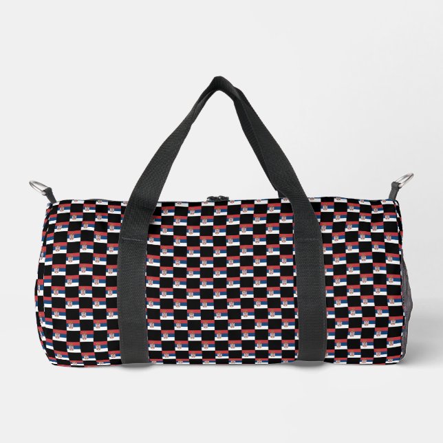 Geprüftes Muster für serbische Flaggen Duffle Bag (Vorderseite)
