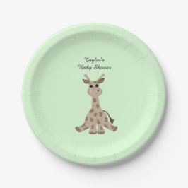 Gepunktet Brown Giraffe Babydusche Pappteller