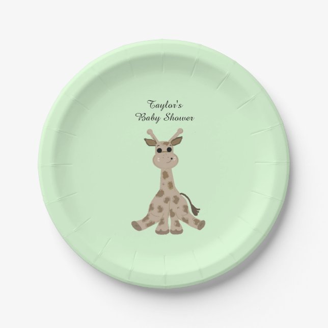 Gepunktet Brown Giraffe Babydusche Pappteller (Vorderseite)