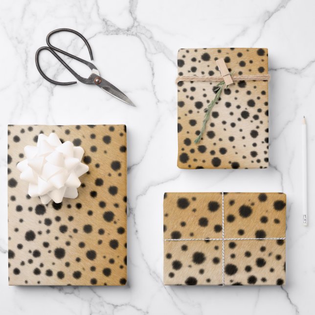Gepunktet Cheetah Fur Schönes Tierblatt Geschenkpapier Set (Vorderseite)