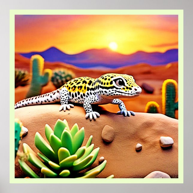 Gepunktet Gecko WüstenSunset Poster (Vorne)