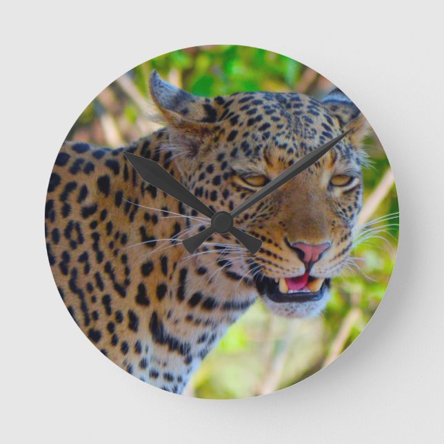Gepunktet Leopard Runde Wanduhr (Vorderseite)