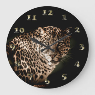 Gepunktet Leopard Starring Große Wanduhr