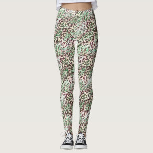 Gepunktet, Leoparden, tropisch, Palmen, Blätter, b Leggings