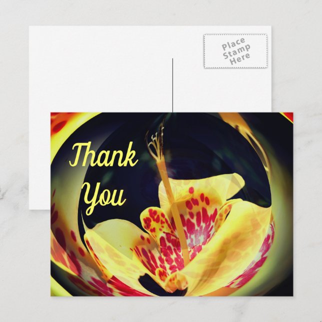 Gepunktet Lily Abstrakt Floral Vielen Dank Postcar Postkarte (Vorne/Hinten)