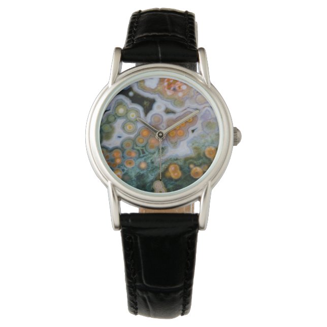 Gepunktet Ocean Jasper Armbanduhr (Vorderseite)