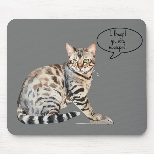 Gepunktete Bengalische Katze mit Maus auf einem Ma Mousepad (Vorne)