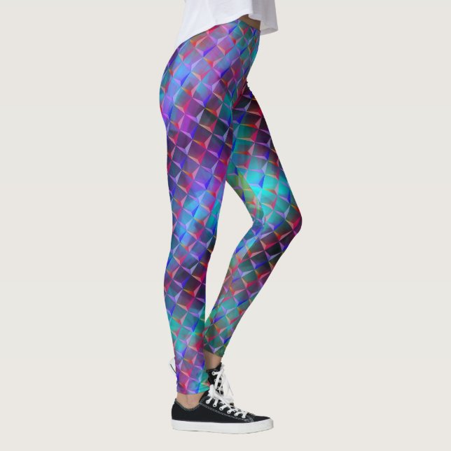 Gepunktete blaue bis lila und 3D- oder rosa Dreiec Leggings (Rechts)
