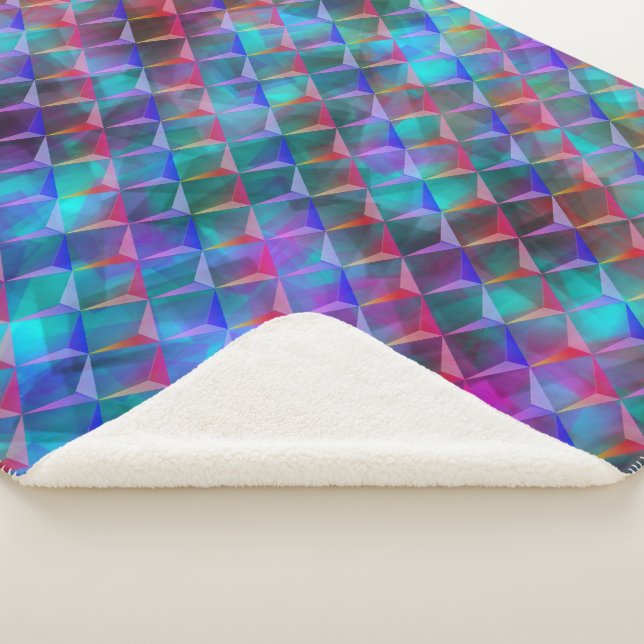 Gepunktete blaue bis lila und 3D- oder rosa Dreiec Sherpadecke (3/4)