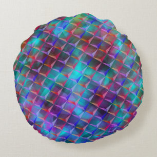 Gepunktete bläuliche Lila- und 3D- oder rosa Dreie Rundes Kissen