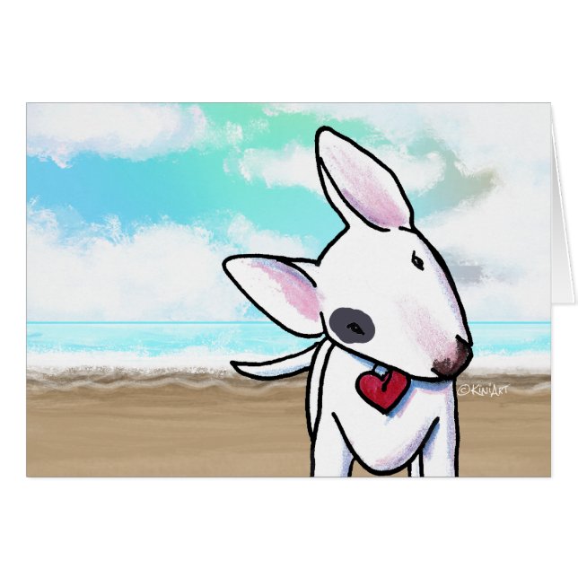 Gepunktete Bull Terrier Beach Card (Vorderseite (Horizontal))