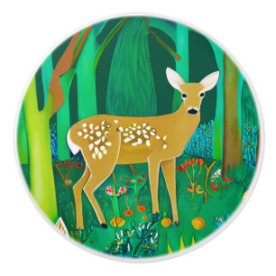 Gepunktete Fauna in einem Fantasy-Wald Keramikknauf