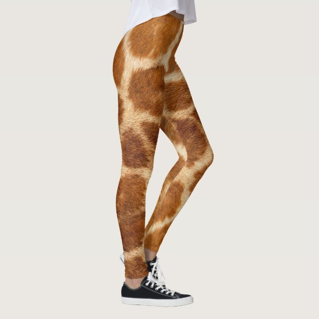 Gepunktete Giraffe, tierisch, braun und creme Leggings (Rechts)