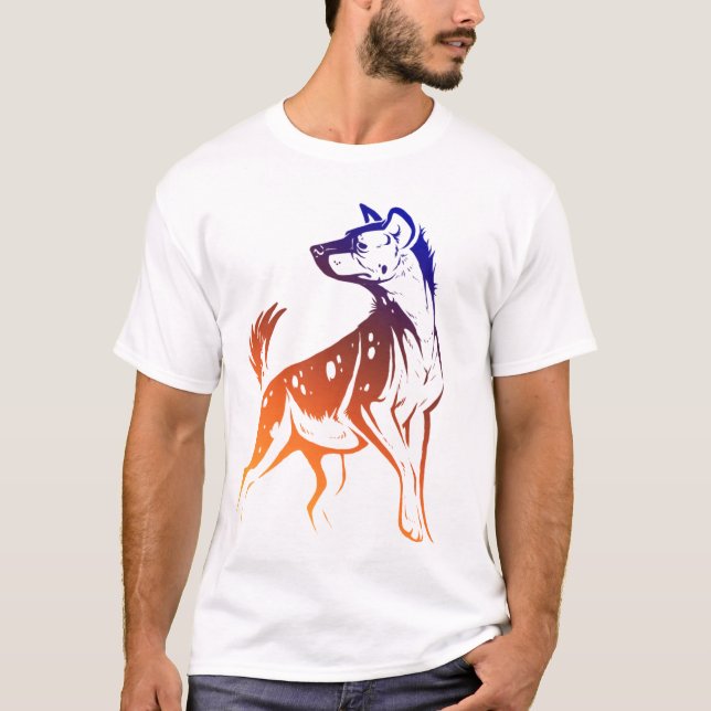 Gepunktete Hyäne blaue Gradated zerstörte T T-Shirt (Vorderseite)