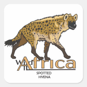 Gepunktete Hyäne. Wild Afrika Quadratischer Aufkleber