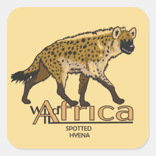 Gepunktete Hyäne. Wildes Afrika Quadratischer Aufkleber