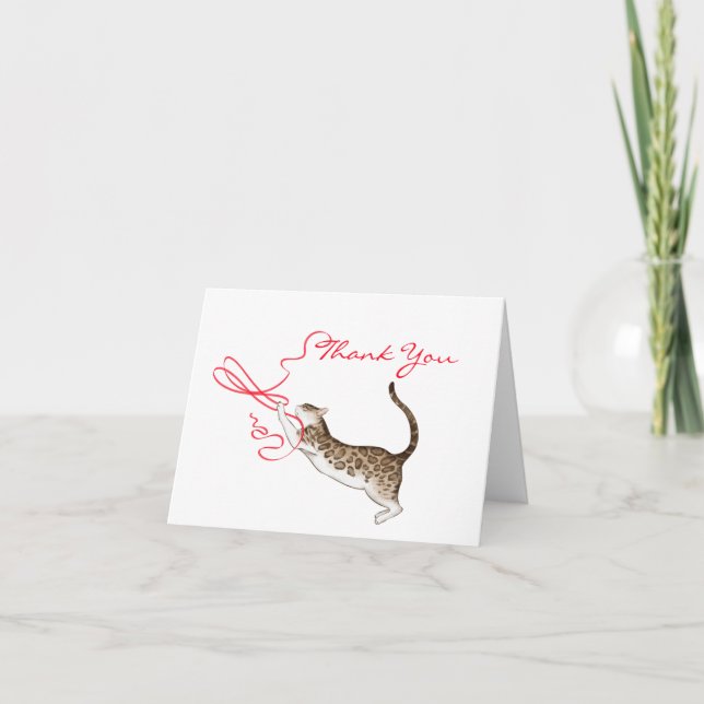 Gepunktete Katze mit einer roten Flachbildschirm-M Karte (Vorderseite)