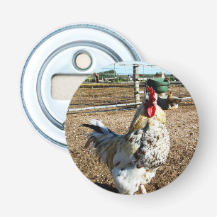 **"Gepunktete Majestät: The Speckled Farm Rooster" Flaschenöffner