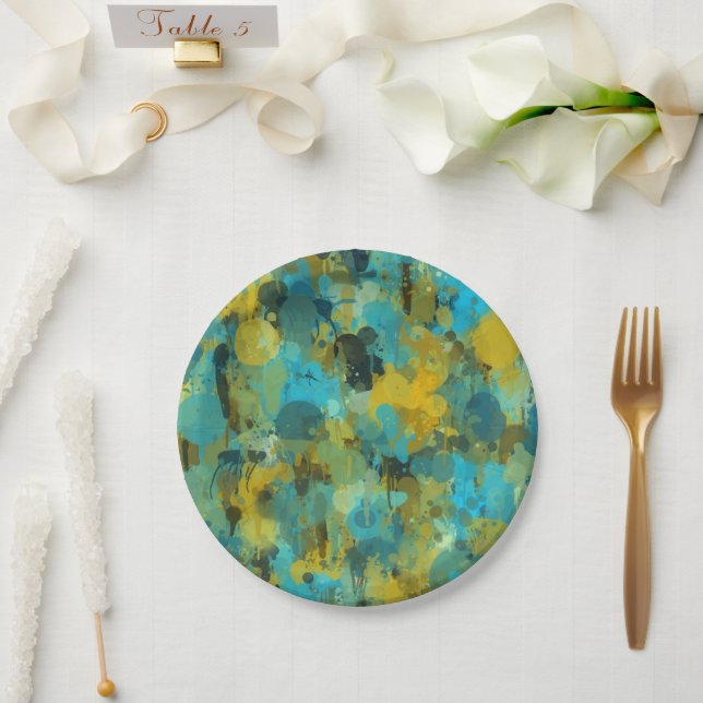 Gepunktete Papiertafel Pappteller (Hochzeit)