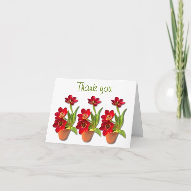 gepunktete rote Tulips Fotografie Dankeskarte (Vorderseite)