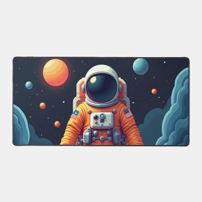 Gepunktete Spaceman Desk Mat Schreibtischunterlage (Vorderseite)