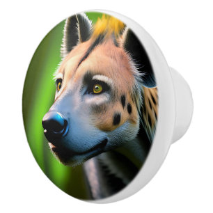 Gepunktete Stalking Hyena, die seine Beute beobach Keramikknauf