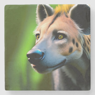 Gepunktete Stalking Hyena, die seine Beute beobach Steinuntersetzer