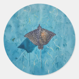 Gepunkteter Adler Stingray - Ozean Runder Aufkleber