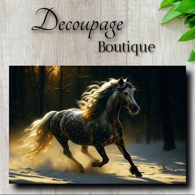 Gepunkteter Hengst im Goldenen Wald Seidenpapier (Spotted Stallion in Golden Forest Decoupage Tissue Paper)