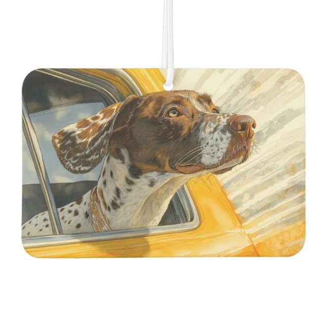 Gepunkteter Hund auf Autofahrten Kunstdrucken Autolufterfrischer (Vorderseite)