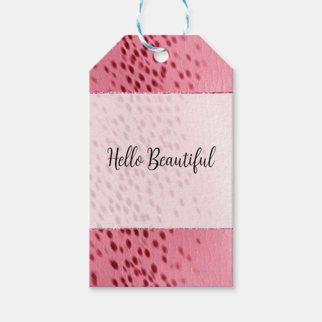 Gepunkteter Leopardendruck, rosa Geschenkanhänger (Vorderseite)