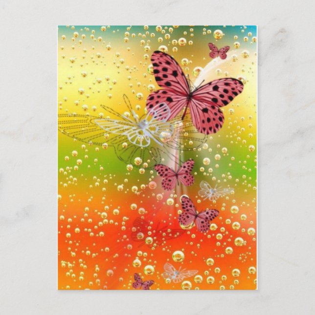 Gepunkteter Mauve Butterfly mit Blasen Postkarte (Vorderseite)