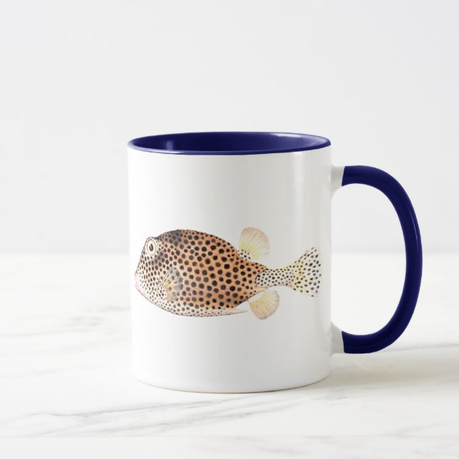 Gepunkteter Trunkfish-Vintager Fisch-Druck - Tasse (Rechts)