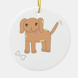 Gepunkteter Welpen-Hund Browns Keramik Ornament