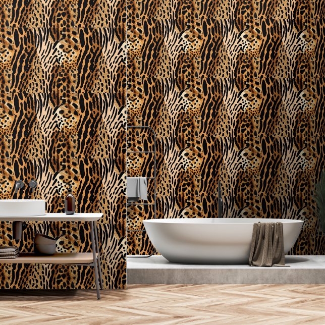 Gepunktetes asymmetrisches Druckdesign bei Wildtie Tapete (Badezimmer)