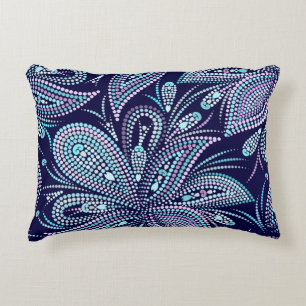 Gepunktetes blaues Muster mit Paisley und Perlen. Dekokissen