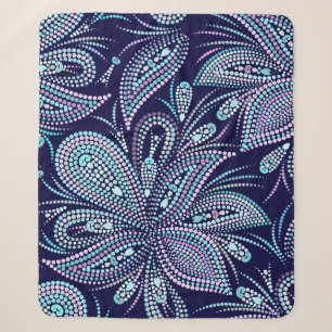 Gepunktetes blaues Muster mit Paisley und Perlen.  Sherpadecke