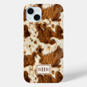 Gepunktetes braunes Rindsleder mit Monogramm Case-Mate iPhone Hülle
