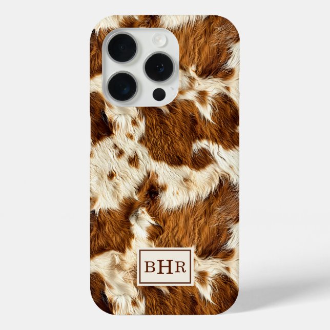 Gepunktetes braunes Rindsleder mit Monogramm Case-Mate iPhone Hülle (Rückseite)