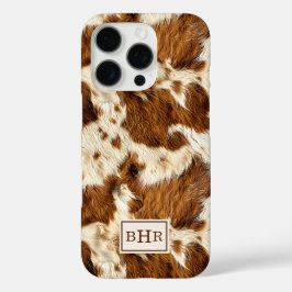 Gepunktetes braunes Rindsleder mit Monogramm iPhone 16 Pro Hülle