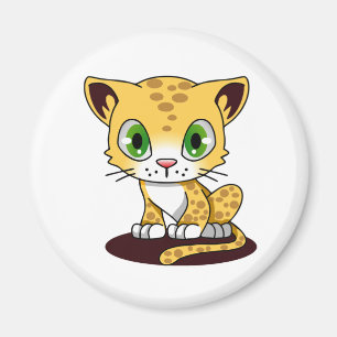 GEPUNKTETES BROWN GRÜNES MIT AUGEN KITTEN AUF EINE MAGNET