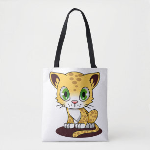 GEPUNKTETES BROWN GRÜNES MIT AUGEN KITTEN AUF EINE TASCHE
