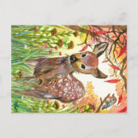 Gepunktetes Hirsch und kleiner Vogel