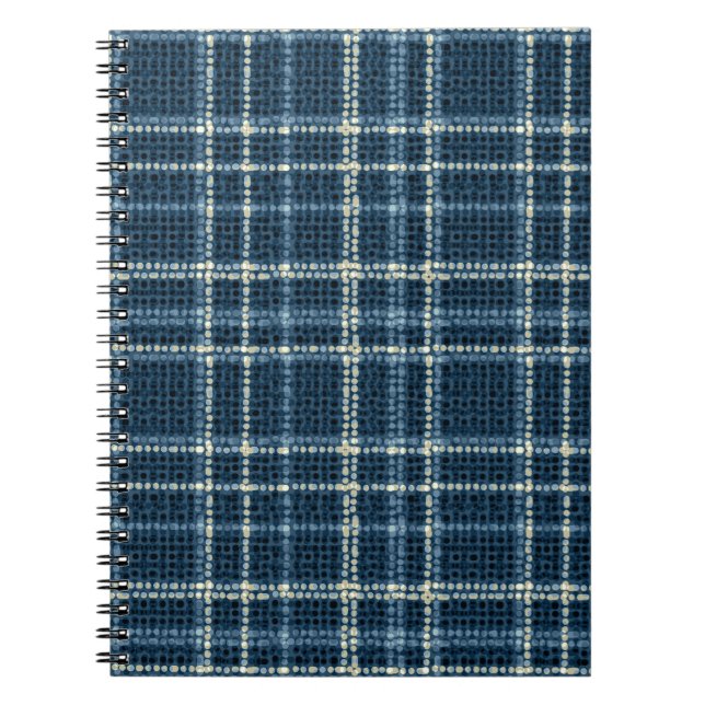 Gepunktetes kariertes Muster. grau-blau. Notizblock (Vorderseite)